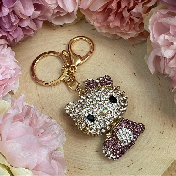Hello Kitty with Purple Crystal Dress & Bow Keychain Charm - Picture 6 of 12